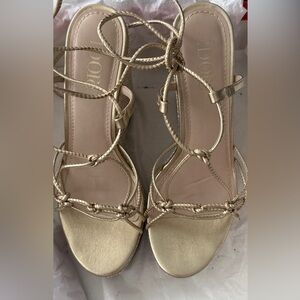 Idore Gold Strappy Lace-Up Sandals